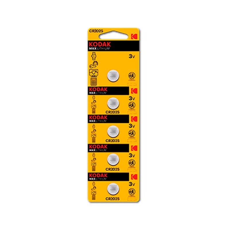 Pila Botón CR2025 3V Kodak Blister 5uds, Pilas de botón